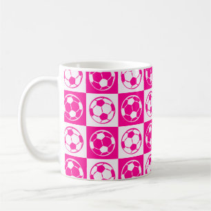 Schaakbord Voetbal / Voetbal Patroon - Roze Koffiemok