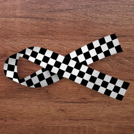 Schaakbord wit en zwart satijnen lint