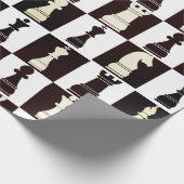 Schaakbord zwart-wit patroon cadeaupapier (Hoek)