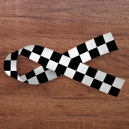 Schaakbord zwart-wit satijnen lint