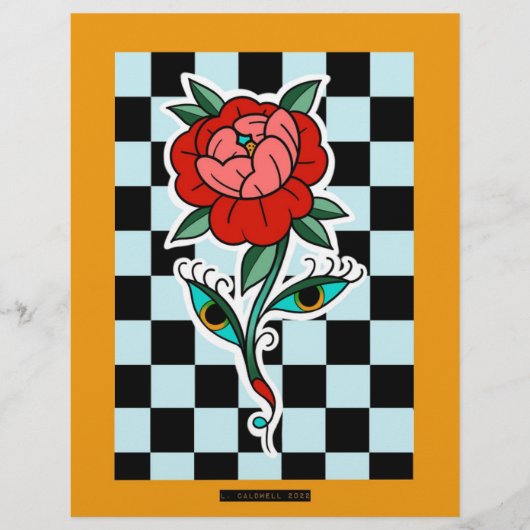 Schaakbordbloemenprint (Voorkant)