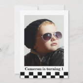 Schaakbordfoto One Happy Dude 1e Verjaardag Kaart (Achterkant)