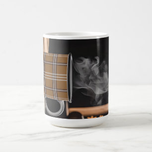 Schaakbordkoffiekop Heritage Patroon Herfst Stoom Koffiemok