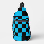 Schaakbordpatroon Blauw en Zwart Sling Bag (Voorkant)