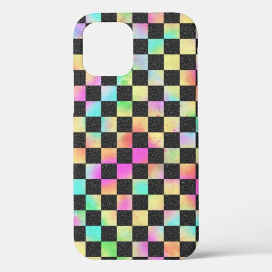 Schaakbordpatroon in 80's kleuren Case-Mate iPhone case (Achterkant)