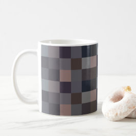 Schaakbordpatroon in grijs koffiemok