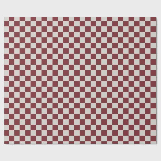 Schaakbordpatroon - rood en gebroken wit cadeaupapier (Vlak)