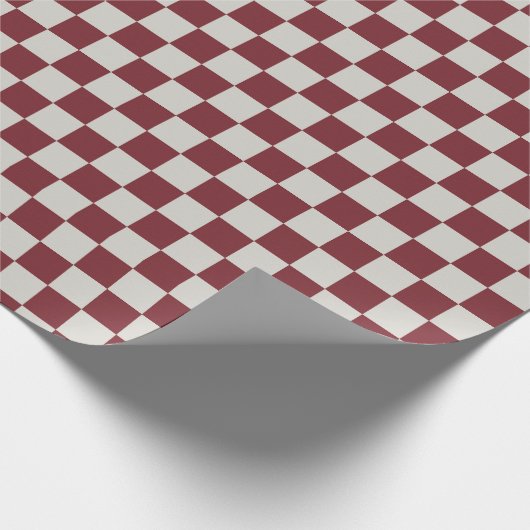 Schaakbordpatroon - rood en gebroken wit cadeaupapier (Hoek)