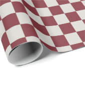 Schaakbordpatroon - rood en gebroken wit cadeaupapier (Rol Hoek)
