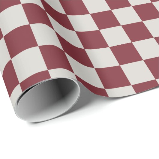 Schaakbordpatroon - rood en gebroken wit cadeaupapier (Rol Hoek)