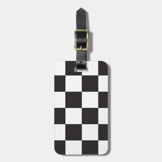 Schaakbordpatroon Zwart-wit Bagagelabel (Voorkant verticaal)