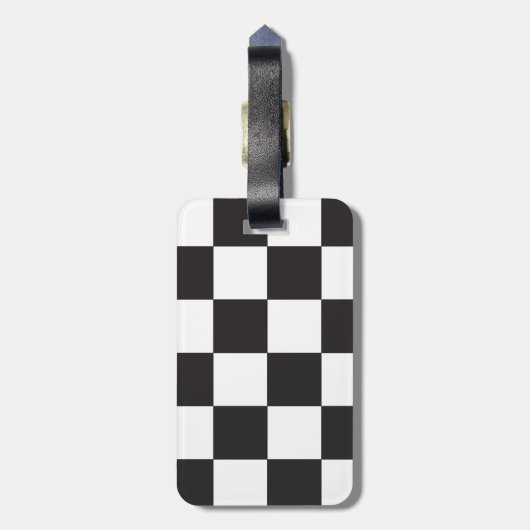 Schaakbordpatroon Zwart-wit Bagagelabel (Achterkant verticaal)