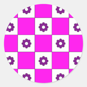 Schaakbordschaak Roze Schaakbordpatroon Ronde Sticker