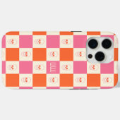 Schaakbordschedels in roze, Sinaasappel en crème Case-Mate iPhone Case (Achterkant (horizontaal))