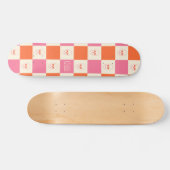 Schaakbordschedels in roze, Sinaasappel en crème Persoonlijk Skateboard (Horizontaal)