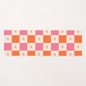 Schaakbordschedels in roze, Sinaasappel en crème Yogamat (Voorkant (horizontaal))