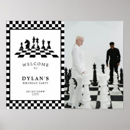 Schaakbordspel Nacht Verjaardag Welkomstbord Poster