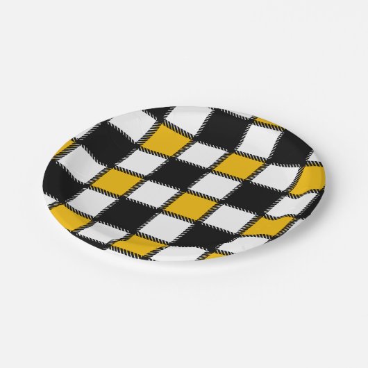 Schaakbordstijl Papieren Bordje (Gekanteld)