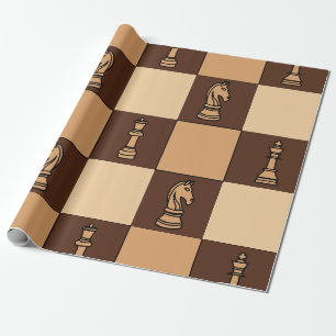 Schaakbordstukken Cadeaupapier
