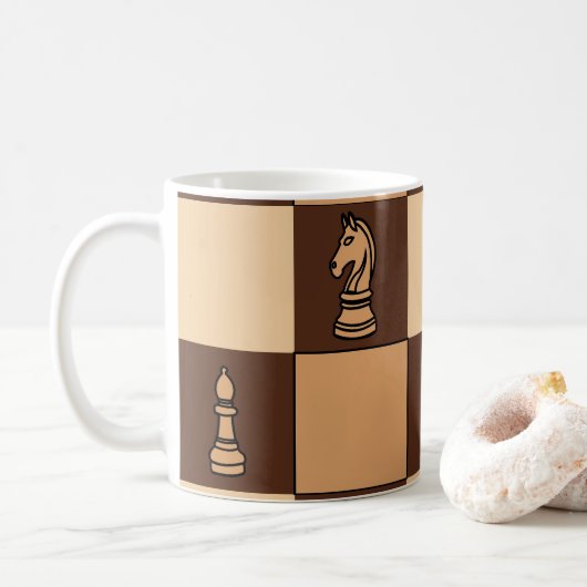 Schaakbordstukken Schaker Koffiemok (Met donut)
