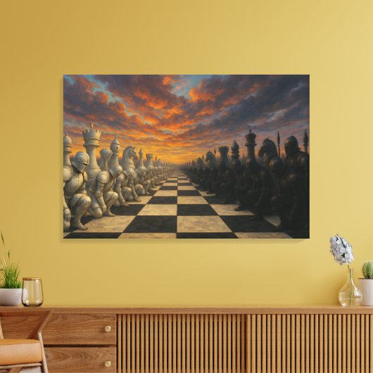 Schaakcanvaskunst Canvas Afdruk (Insitu (Woonkamer))