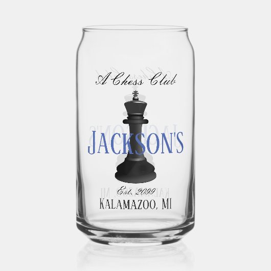 Schaakclub een Classic King Drawing Drinkware Bier Blikvorm Glas (Voorkant)