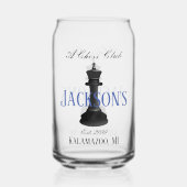 Schaakclub een Classic King Drawing Drinkware Bier Blikvorm Glas (Achterkant)