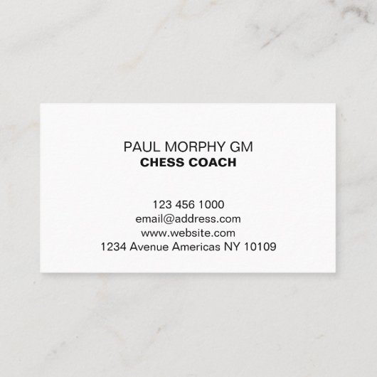 Schaakcoach / Tutor Visitekaartje (Achterkant)