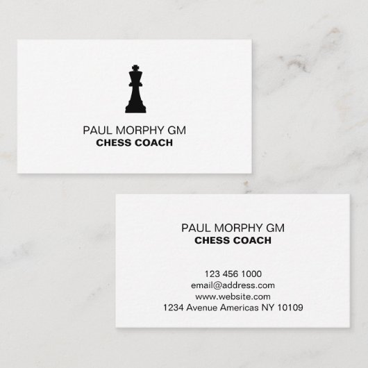 Schaakcoach / Tutor Visitekaartje (Voorkant / Achterkant)