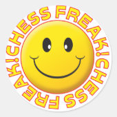 Schaakfreak glimlach ronde sticker (Voorkant)