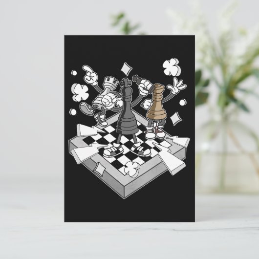 schaakgevecht chessman checkmate chess play kaart (Staand voorkant)