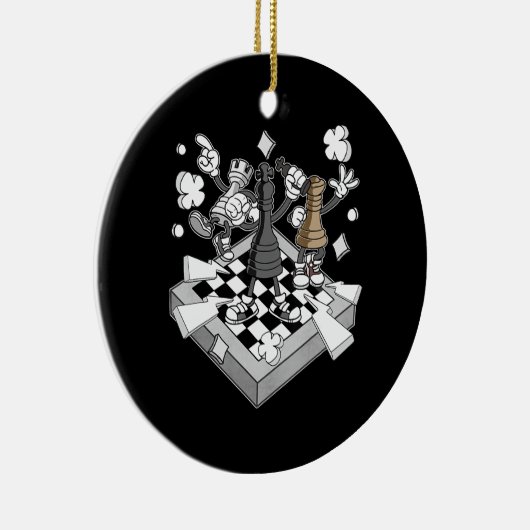 schaakgevecht chessman checkmate chess play keramisch ornament (Rechts)