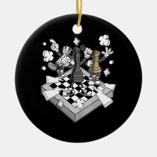 schaakgevecht chessman checkmate chess play keramisch ornament (Voorkant)