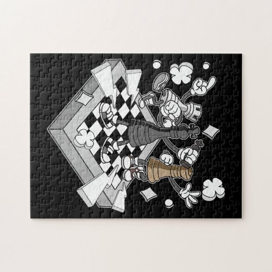 schaakgevecht chessman checkmate chess play legpuzzel (Horizontaal)