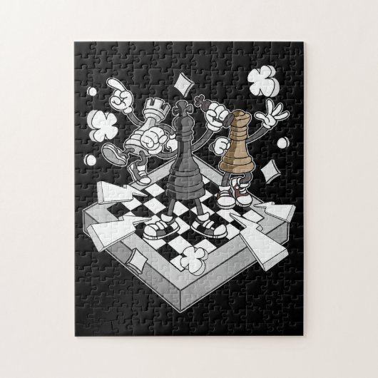schaakgevecht chessman checkmate chess play legpuzzel (Verticaal)