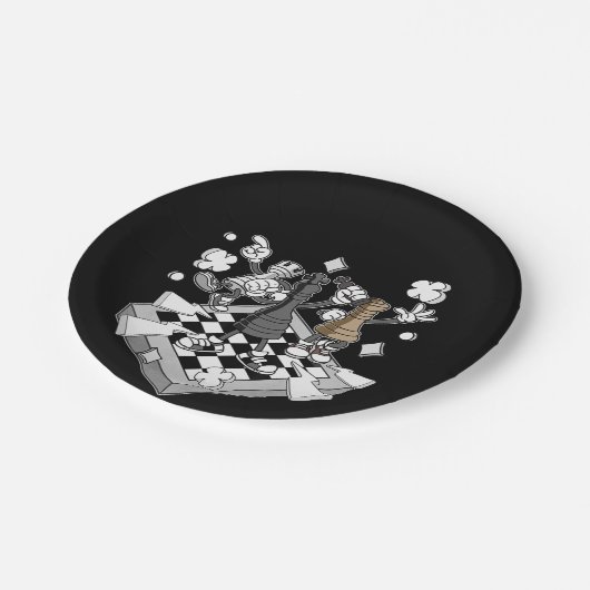 schaakgevecht chessman checkmate chess play papieren bordje (Gekanteld)