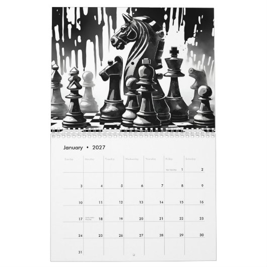 Schaakkalender 2025 kalender (Jan 2027)
