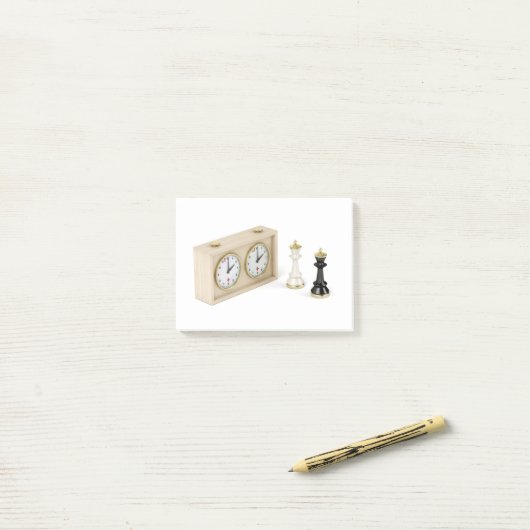 Schaakkings en schaakklokjes post-it® notes (Op bureau)