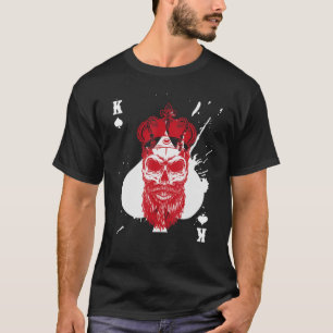 Schaakklek van schoppen Gedekte schedel Poker Kaar T-shirt