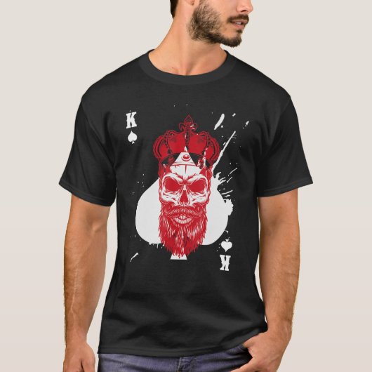Schaakklek van schoppen Gedekte schedel Poker Kaar T-shirt (Voorkant)