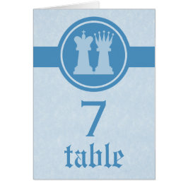 Schaakkoning en -koningin Trouwtafelkaart, Blauw