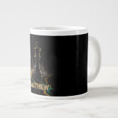 Schaakkoning Luxe Emerald Goud Aangepaste Naam Grote Koffiekop (Voorkant rechts)