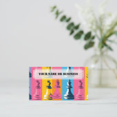 schaakkoningen retro kleuren schaakcoach visitekaartje (Staand voorkant)