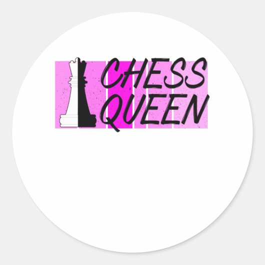 schaakkoningin ronde sticker (Voorkant)