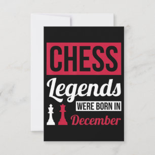 Schaaklegendes werden geboren in december verjaard RSVP kaartje