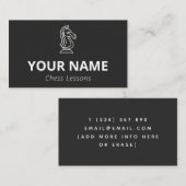 Schaaklessen Elegant Minimalistisch Zwart & Wit Visitekaartje (Voorkant / Achterkant)