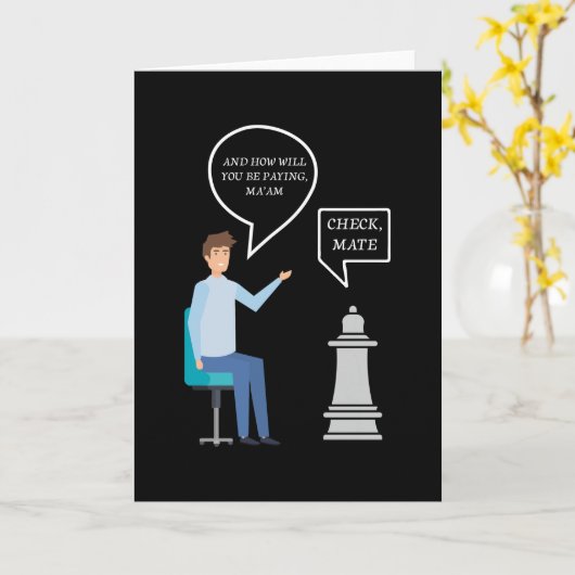 Schaakmat Koningin Kaart (Gele Bloem)