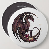 Schaakmat met draken ronde button 6,0 cm (Voorkant /achterkant)
