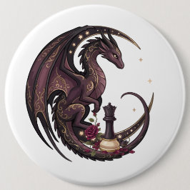 Schaakmat met draken ronde button 6,0 cm