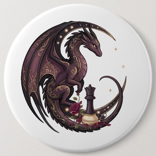 Schaakmat met draken ronde button 6,0 cm (Voorkant)